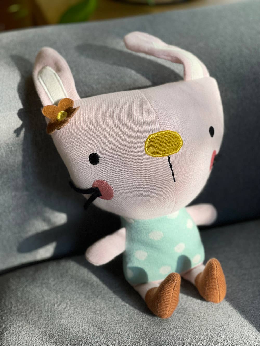 Image of Viverano Organics - Sam Bunny Organic Cotton Stuffed Animal Baby Kid Toy
